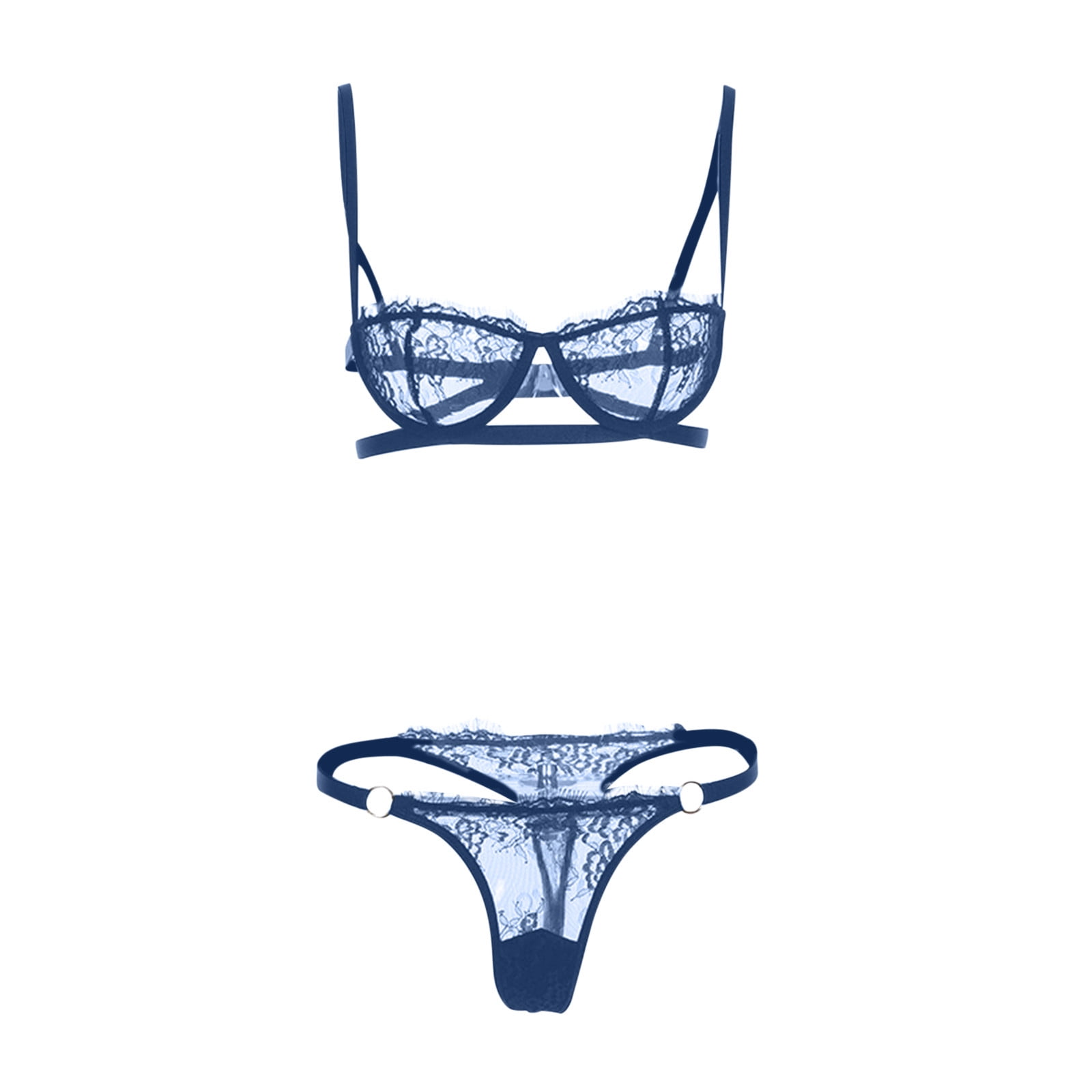 Combo Pack of 3 Modern Designer Padded Bra Panty Set Blue, Black & Pink  Lingerie Sets