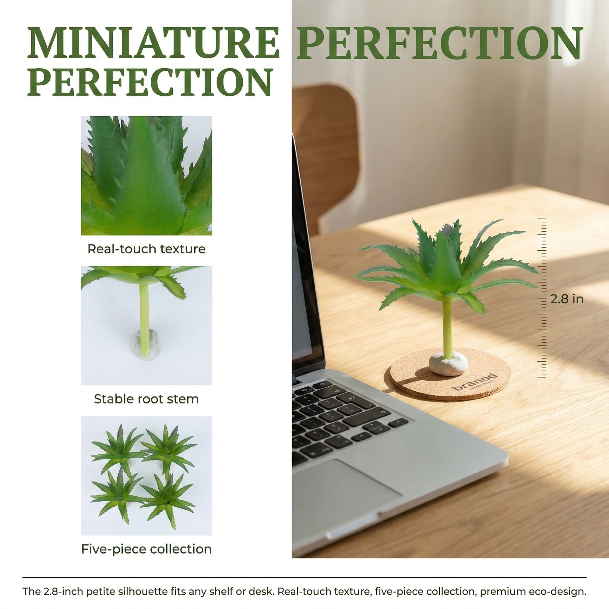 Unique Bargains 10Pcs Realistic Artificial Plants 2.8" Aloe Plant Green/Green