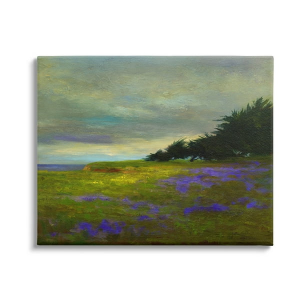 Stupell Industries Seaside Purple Meadow Flowers Painting Gallery