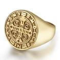 thumbnail image 4 of K-KED Gold Demon Protection Ghost Hunter CSBP Catholic St Benedict Exorcism Medal Ring-8, 4 of 6