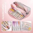 thumbnail image 4 of Estuche escolar para niñas y niños, estuche grande con 3 compartimentos, estuches pastel para mujeres y hombres (rosa), 4 of 5