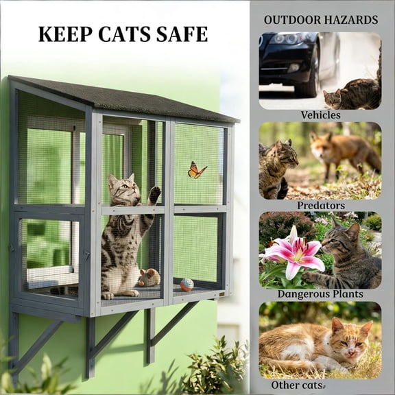 XIZE Window Box Cat House,Cat Enclosure,Outdoor Catio