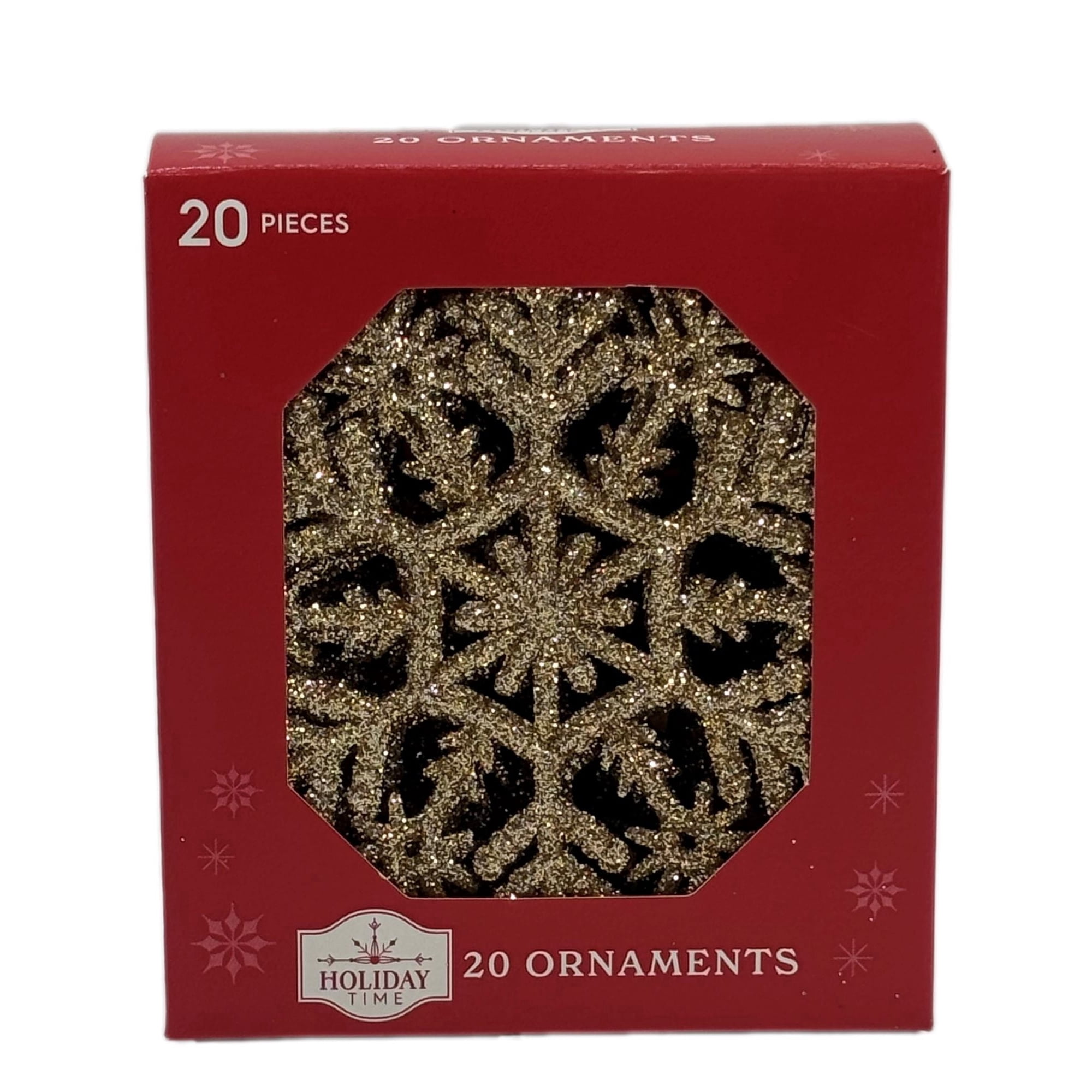 20-Count Gold Glitter Snowflake Christmas Ornaments, 3.9", by Holiday Time