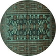 thumbnail image 1 of Ahgly Company Machine Washable Indoor Round Persian Turquoise Blue Traditional Area Rugs, 5' Round, 1 of 4