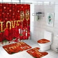 FRAMICS Valentine's Day Shower Curtain Sets with Rugs, Red Rose