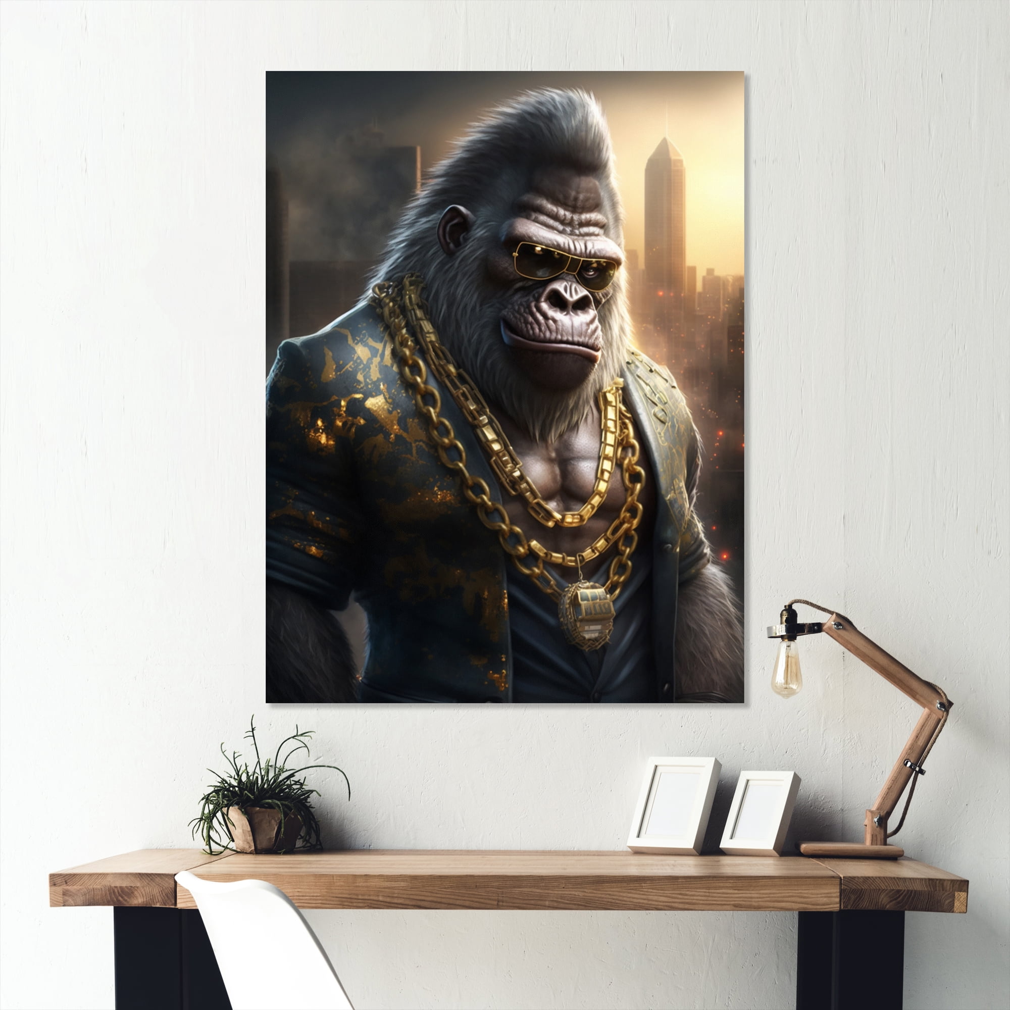 Designart Gangster Gorilla I Canvas Wall Art