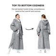 thumbnail image 6 of (2 pack) Cozy Comfort Wearable Blanket Hoodie, Long Sherpa Fleece Blanket Sweatshirt with Warm Big Hood, Side Split and Belt, Grey, Small, 6 of 6