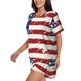 thumbnail image 2 of Fotbe Vintage American Flag Print Pajama Set for Women 2 Piece Loungewear Short Sleeve Tops and Shorts Set Soft Sleepwear-X-Large, 2 of 7