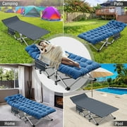 Slsy XL Folding Camping Cots with 3.3 inch 2 Sided Mattress, 75* 28 Sleeping Cot Guest Bed, Folding Bed Cot with Carry Bag