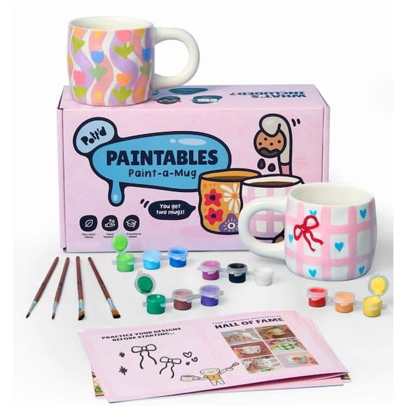 Kit DIY para pintar tazas Pott'd Paintables, 2 tazas de 375 ml