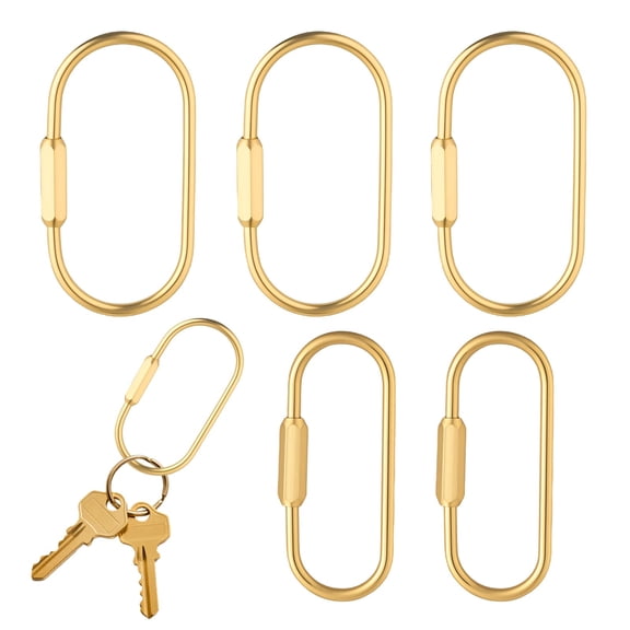5-Pack Brass Key Ring - Gold Key Ring for Women's and Men's Handbags Pet Collar Clips Screw Lock Keychain