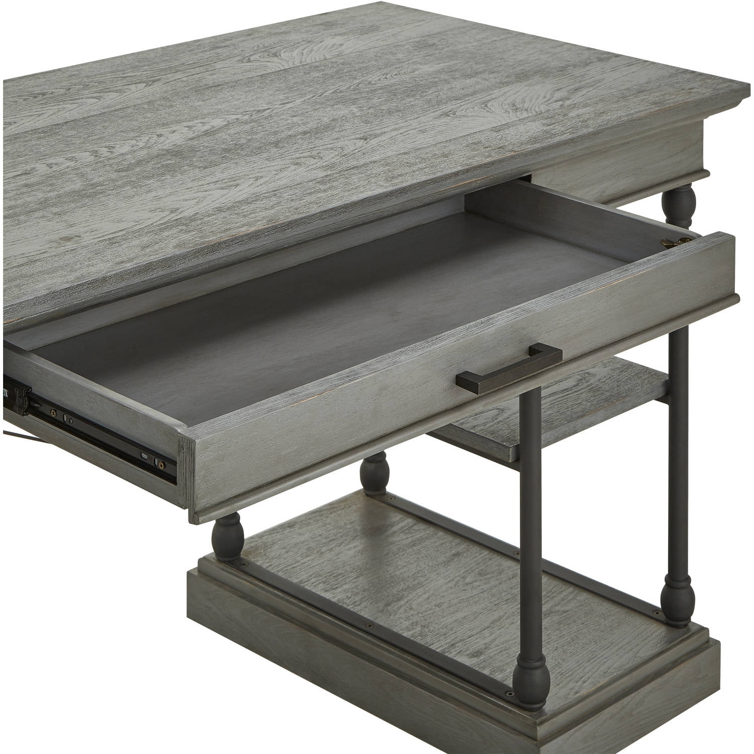 Weston Home Cabana Rustic Rectangular Writing Desk with 1-Drawer, Frost Grey