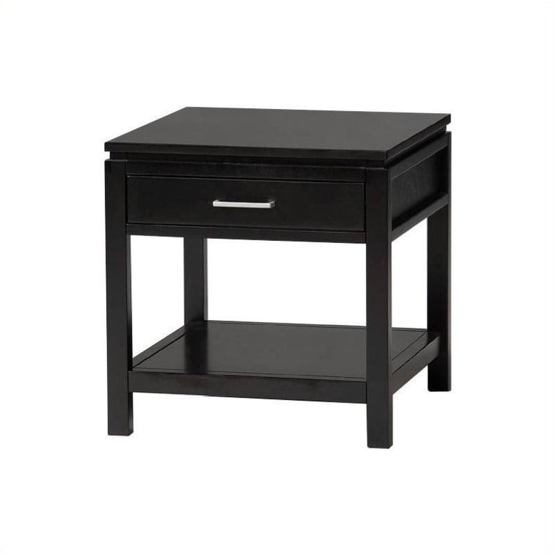 Linon Sutton Black Wood End Table with Drawer