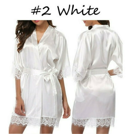

FOCUSNORM Women Silk Satin Robe Camisole Pajama Dress