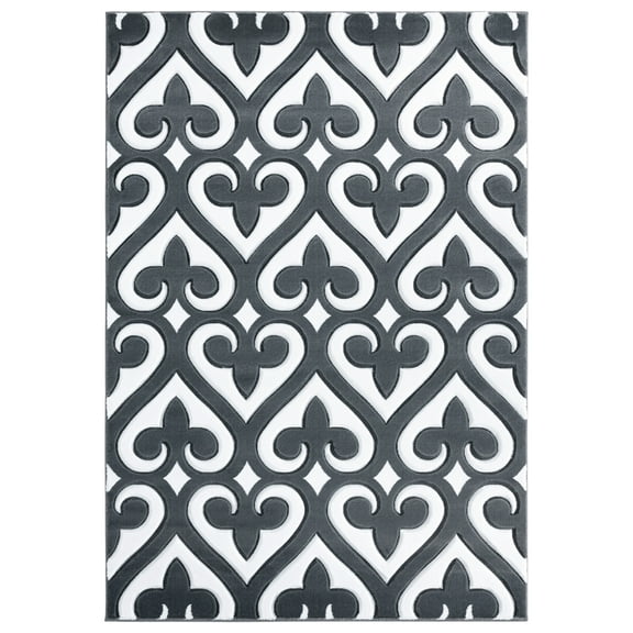 Designer Home Swan Area Rug 2050 11472 Heartland Grey Swirls Dotted 5' 3" x 7' 6" Rectangle