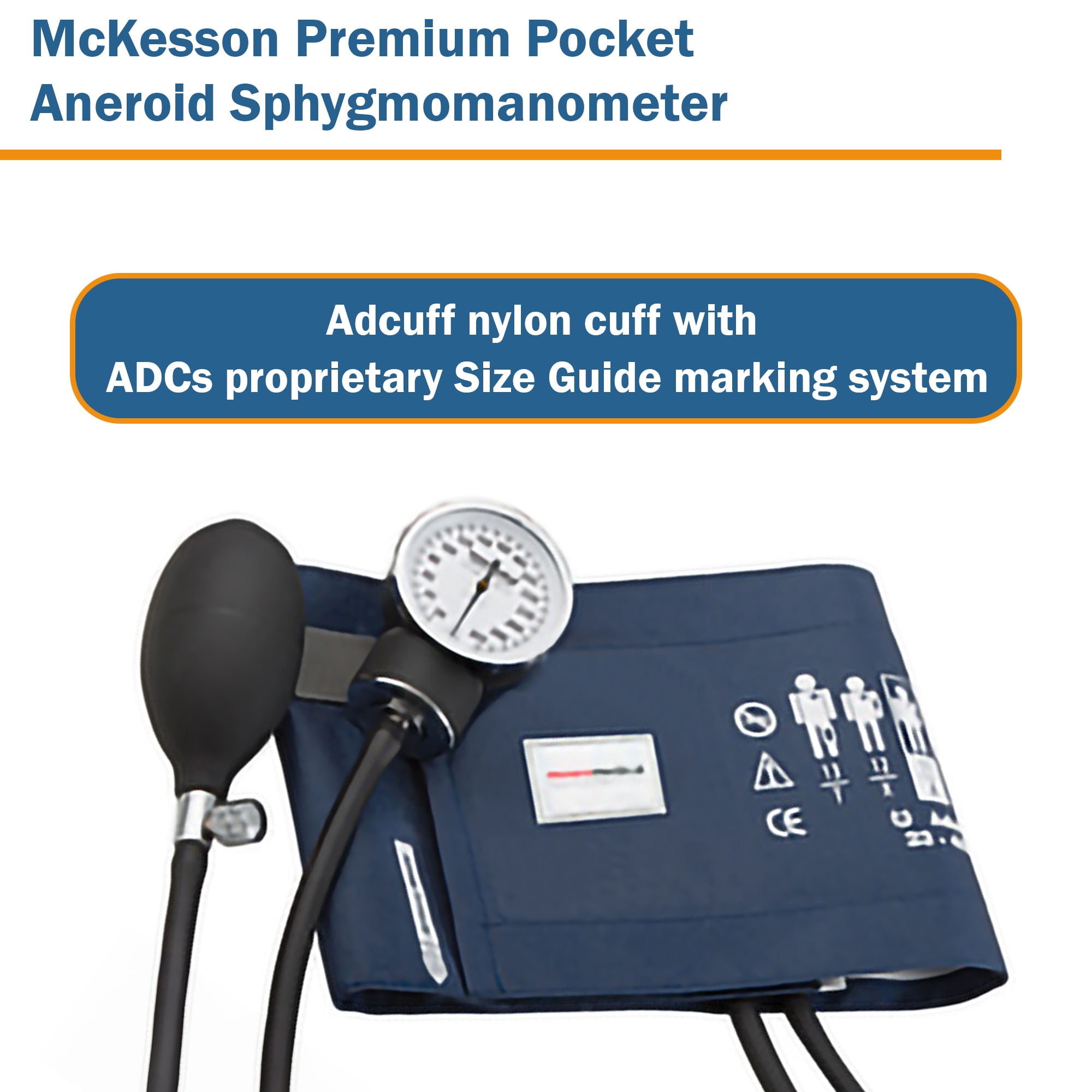 McKesson Premium Adult Cuff Arm Aneroid Sphygmomanometer Unit 2-Tubes Blue 12 per Case