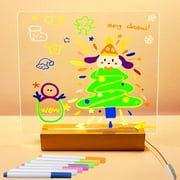 Acrylic Led Illuminated Dry Erase Board, Suitable for use Glowing Memo Led Message Board, Glass Luminescent Board, Whiteboard. Dimensions, 8" X 8" with 8 Pens for Office School Home.