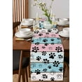 thumbnail image 2 of Blue Pink Dog Paws Prints Burlap Cotton Table Runner 13x60 Inches Long, Farmhouse Beige Wood Farmhouse Table Runners, Outdoor Dining Tablecloths Decor for Baby Shower/Party/Wedding, 2 of 6