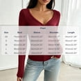 thumbnail image 5 of Fengqque Women’s Henley V Neck Long Sleeve Casual Top, Ruched Front Button Detail Slim Fitted long sleeve tee , Soft Stretchy Basic Top for Fall Winter Wine, 5 of 9
