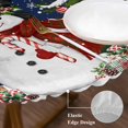 thumbnail image 3 of Blue Christmas Snowman Round Tablecloth, Fitted Table Cover with Elastic for 55"-60" Round Tables, Xmas Snowflake Elk Tree Balls Table Cloth Outdoor Indoor Dinning Party Waterproof Tablecloths, 3 of 7