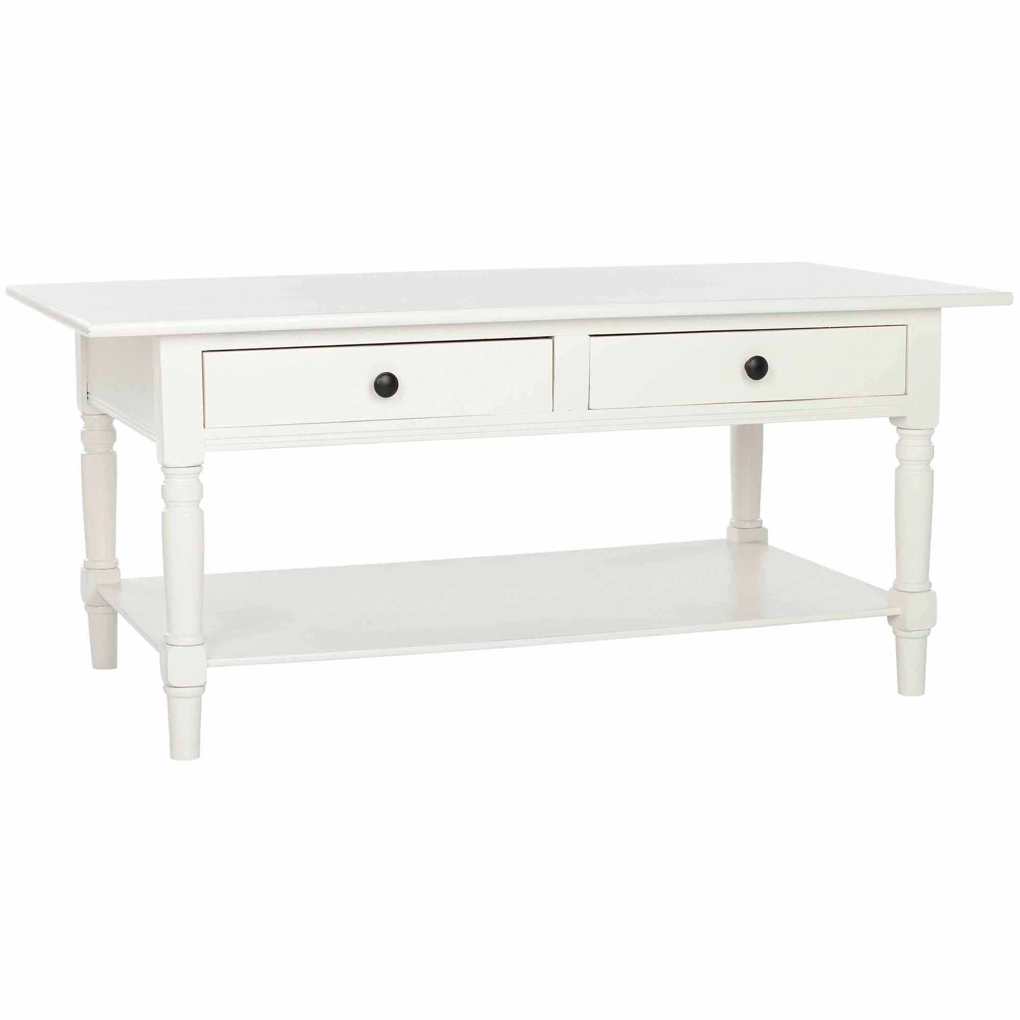 SAFAVIEH Boris Solid Contemporary 2 Drawer Coffee Table, Distressed Cream