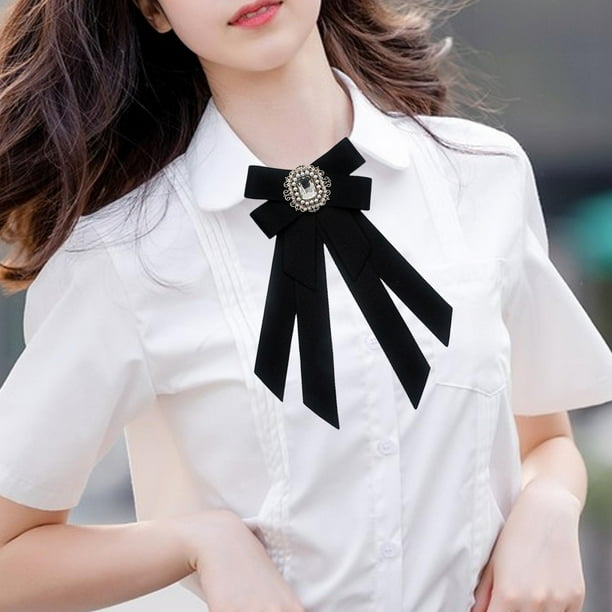 Broche de pajarita para mujer Pin traje camisa alfileres adorno para camisa accesorios para escote Negro Walmart en linea