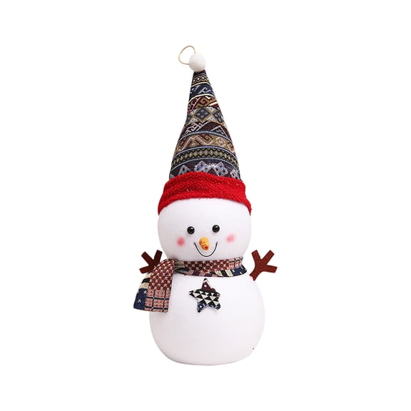 16" Christmas Snowman Plush Doll with Hat and Scarf Cute Xmas Tabletop Doll Gifts for Family and Friend