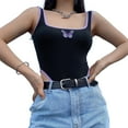 thumbnail image 5 of ZUARFY Women Sexy Sleeveless Bodysuit Butterfly Embroidery Colorblock Leotard Square Neck High Waist Bodycon Party Streetwear, 5 of 19