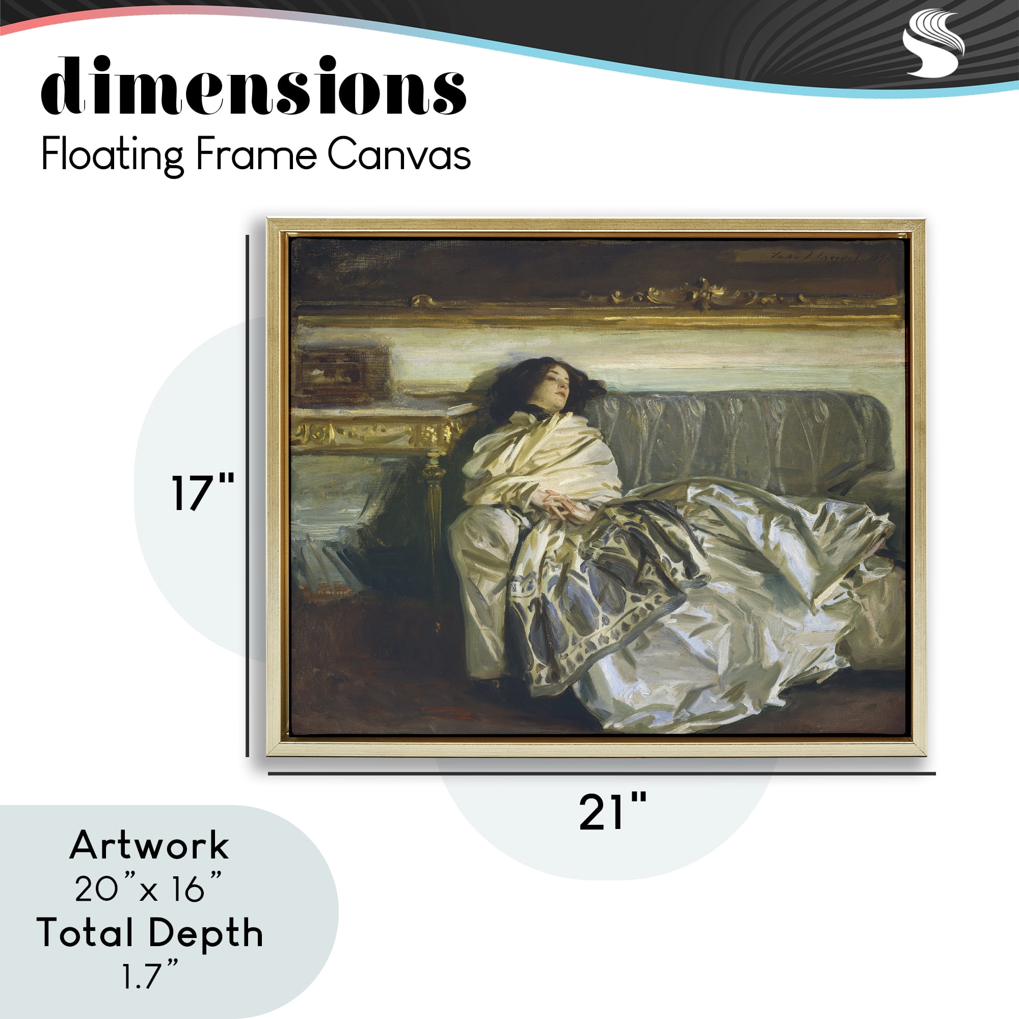 Stupell Industries Restful Woman Classic Gold Framed Floater Canvas Wall Art, design by Lil' Rue