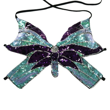 

2 Pcs Women Sequin Crop Top Butterfly Bandage Tank Top Belly Bra Top Strappy Backless Tube Top Tank Vest Top Costume