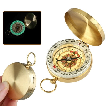 EEEkit Golden Compass Watch for Directions & Sailing, Mini Compasses Brass Keychains,Luminous Pocket Compass,Best Survival Watch,Navigation Tool Vintage for Hiking Camping (Best Pocket Compass For Hiking)