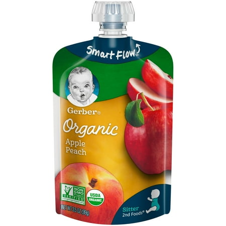 Gerber Organic 2nd Foods Baby Food, Apple Peach, 3.5 oz Pouch (Pack of 12)