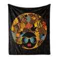 thumbnail image 1 of Funky Soft Flannel Fleece Blanket, Abstract Retro Afro Woman in Glasses in Nature Exotic Forest Joyful, Cozy Plush for Indoor and Outdoor Use, 70" x 90", Charcoal Grey and Multicolor, by Ambesonne, 1 of 5