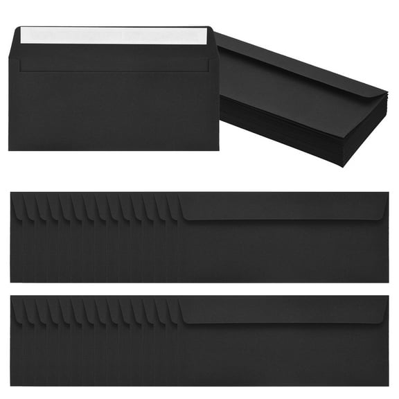Uxcell 100 Pack Black #10 Business Envelopes, Colored Self Seal Letter Size
