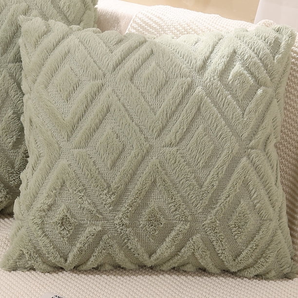 Nvzi Funda decorativa para cojín - Relleno para cojín de sofá, verde claro 45*45CM 1 unidad, funda de felpa con relleno de poliéster, ideal para la decoración de la sala de estar.