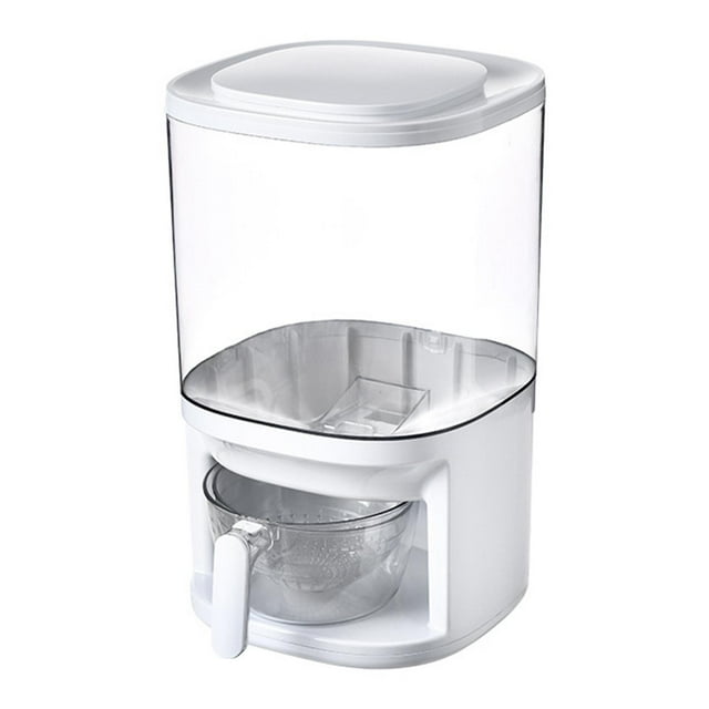Dispensador de kg, contenedores de cereales para alimentos secos con taza medidora de drenaje giratoria a prueba de con