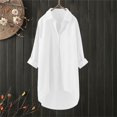 thumbnail image 2 of MIXUE Women Blouses Solid Color Button Down Lapel Long Sleeve Loose Womens Summer Tops Outwear,White,L, 2 of 7