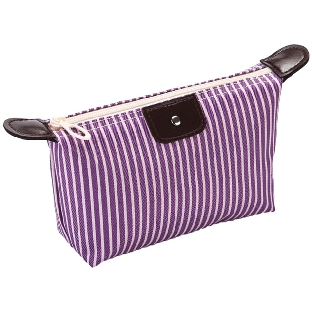 Hukapapa Nylon impermeable productos para el cuidado de la piel bolsa de almacenamiento simple lavado de viaje raya jiaozi bolsa de cosméticospúrpura