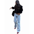 thumbnail image 6 of Y2k Studded Jeans for Women Vintage Star Low Rise Straight Leg Baggy Denim Pants, 6 of 9