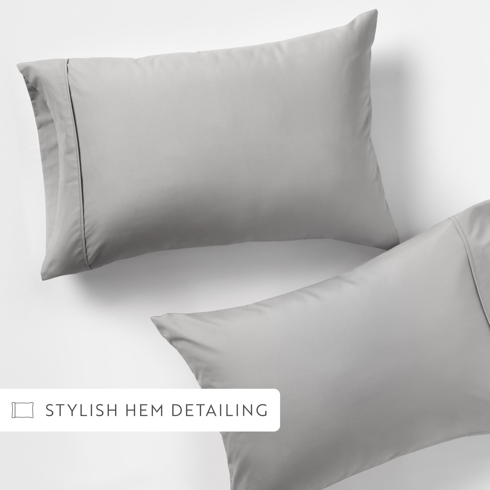 Noble Linens 2 Piece Pillow Case Set, Light Gray, King