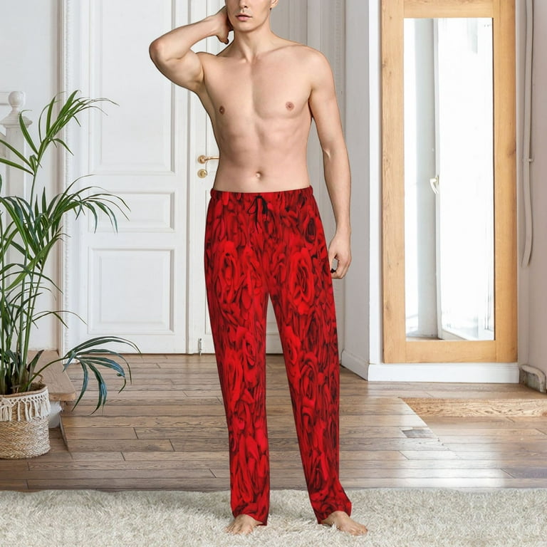 Kll Mens Pajama Pants For Men,Mens Lounge Pants,Funny Gifts For Men,Men'S  Pajama Bottoms-Red Rose