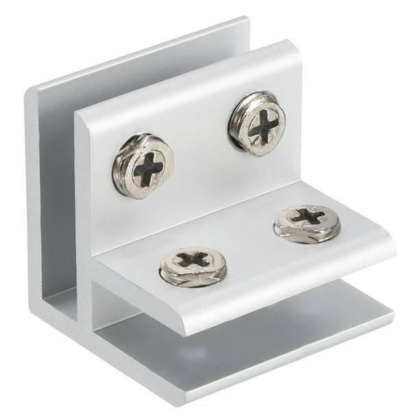 Set of 4 silver ones Shape Glass Clamps, Glass-to-Glass Holder, Connecting Glass Clamp Shower, Tables, Panels, Clamping 8-12mm