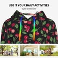 thumbnail image 4 of Lsque Ripe Red Cherry Pattern Casual Women's Hoodie,Hooded Sweatshirt with Kangaroo Pocket,Pullover Hoodie with Eye-catching Drawstrings-X-Large, 4 of 7