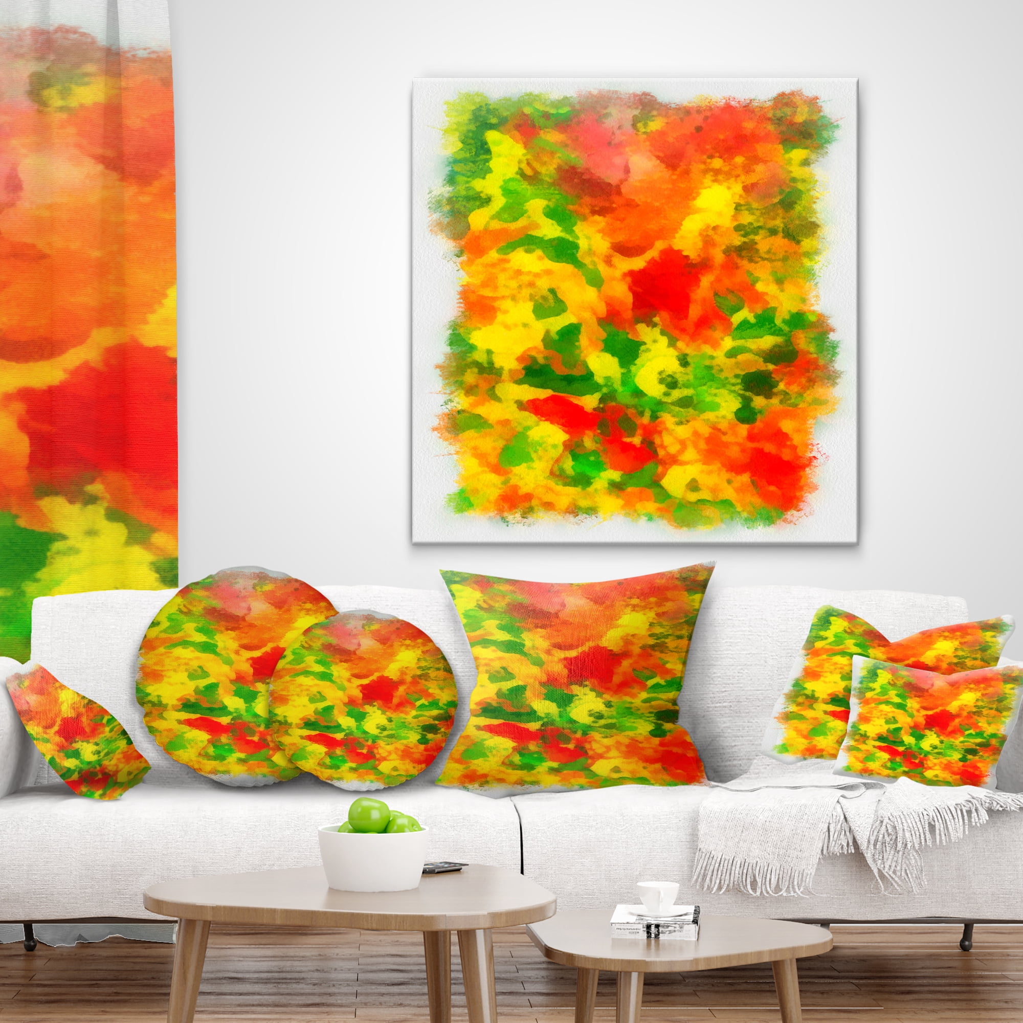 Designart Colorful Hand drawn Floral Background - Flower Throw Pillow - 12x20