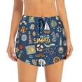 thumbnail image 2 of Balery Marine Nautical Pantalones cortos deportivos para mujer con forro y dos bolsillos, elásticos, para entrenamiento, gimnasio, yoga-Large, 2 of 7