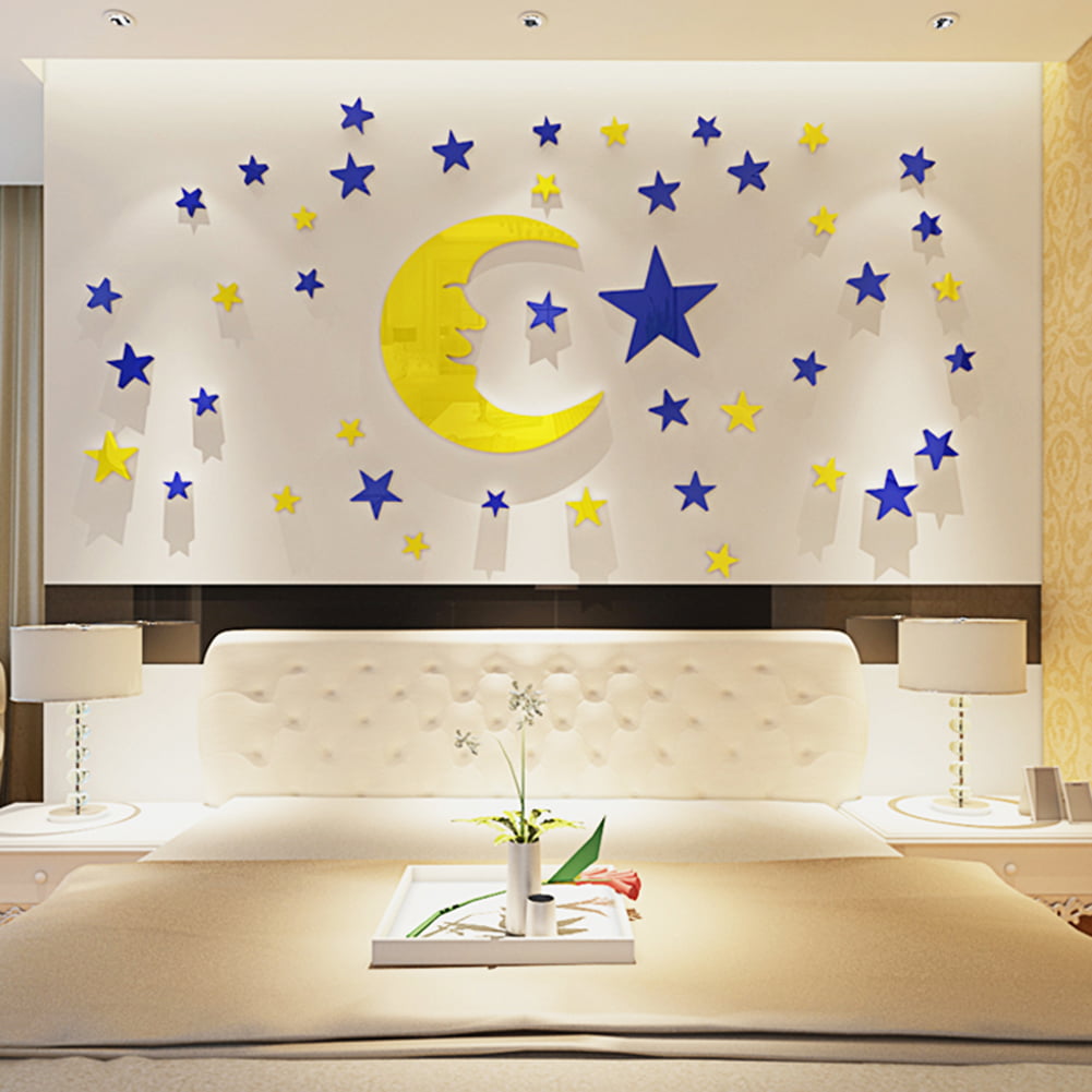 Details about   Cartoon Moon Bunny Wall Stickers Paper Kids Room Home Decor Background Sticke HL 