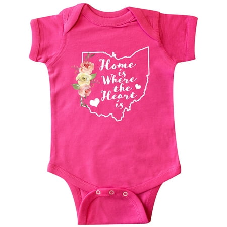 

Inktastic Ohio Home is Where the Heart is with Watercolor Floral Gift Baby Boy or Baby Girl Bodysuit