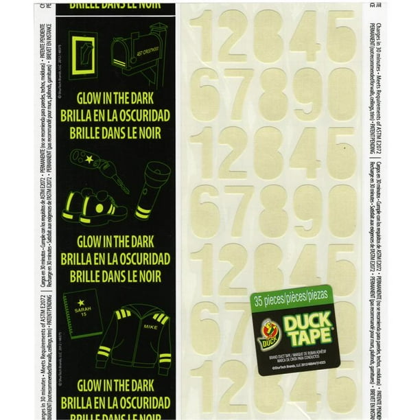Duck Brand 4.25" x 10" GlowintheDark Numbers Tape Sheet, 1 Each