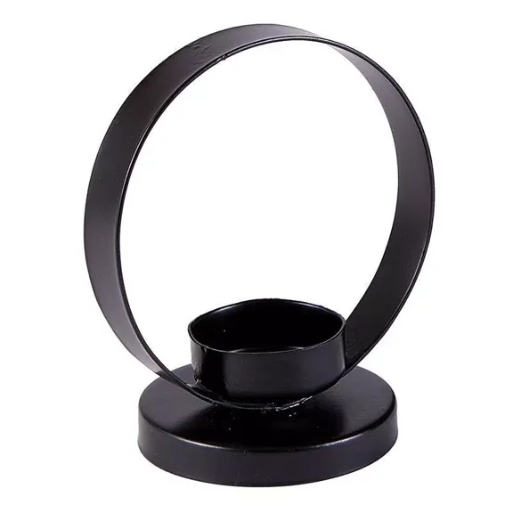 Black Round Candle Holder Small Centerpieces For Table Decoration - Pack Of 2