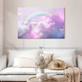 thumbnail image 2 of Elephant Stock Rainbow On Clouds Wall Art - Horizontal Canvas Wall Art - Kids Room Wall Decor - Nature Canvas - Pink And Purple Decor - 45" x 30", 2 of 4